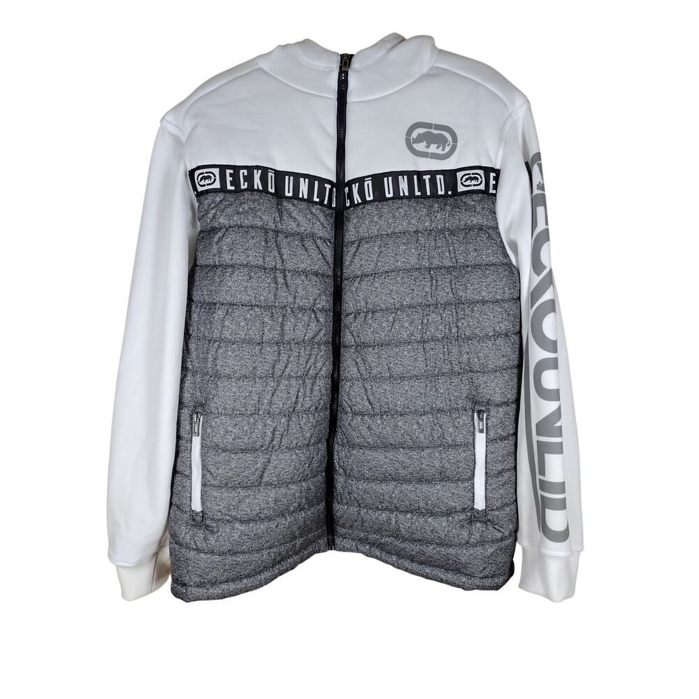 Y2K Ecko Unltd Jacket Men’s XL Black Gray White Winter Warm Casual Outdoor